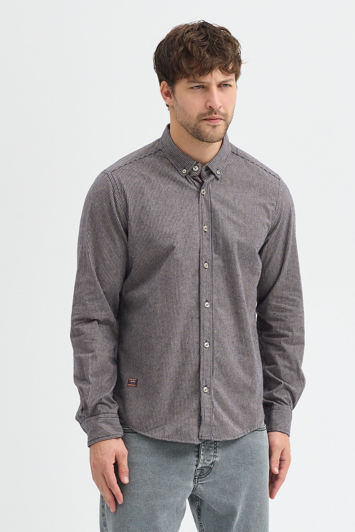 Cosplay Erkek Pitikare Melanj Desenli Regular Fit Uzun Kollu Gömlek