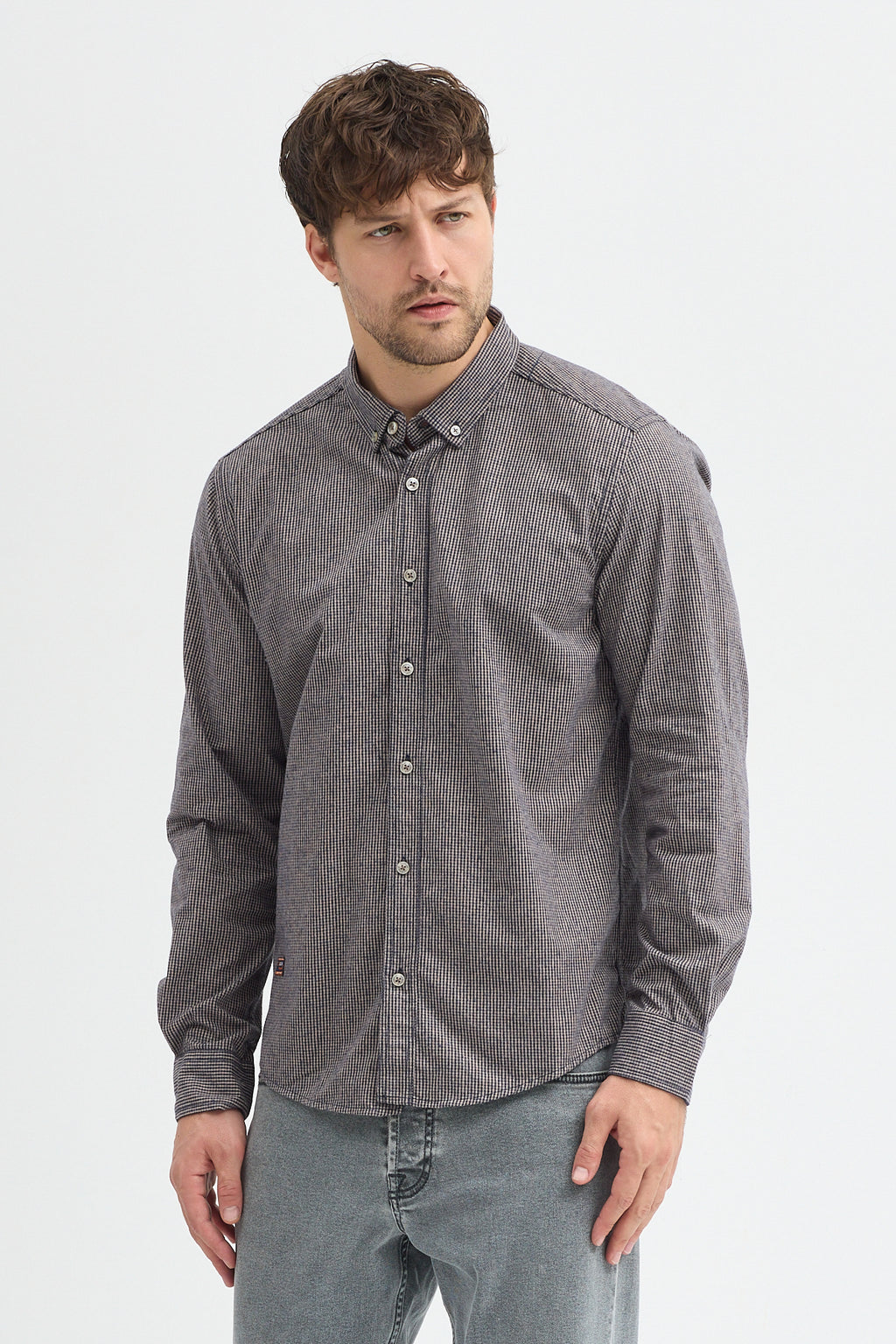 Cosplay Erkek Pitikare Melanj Desenli Regular Fit Uzun Kollu Gömlek