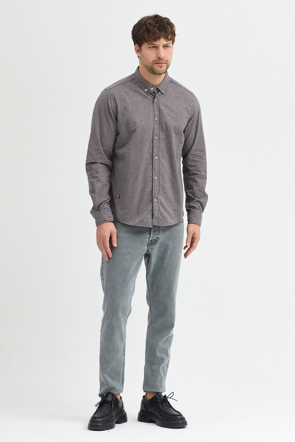 Cosplay Erkek Pitikare Melanj Desenli Regular Fit Uzun Kollu Gömlek