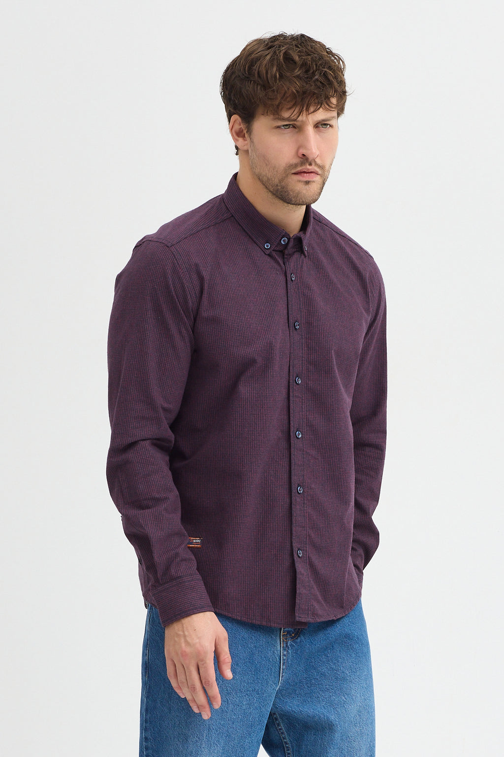 Cosplay Erkek Pitikare Melanj Desenli Regular Fit Uzun Kollu Gömlek