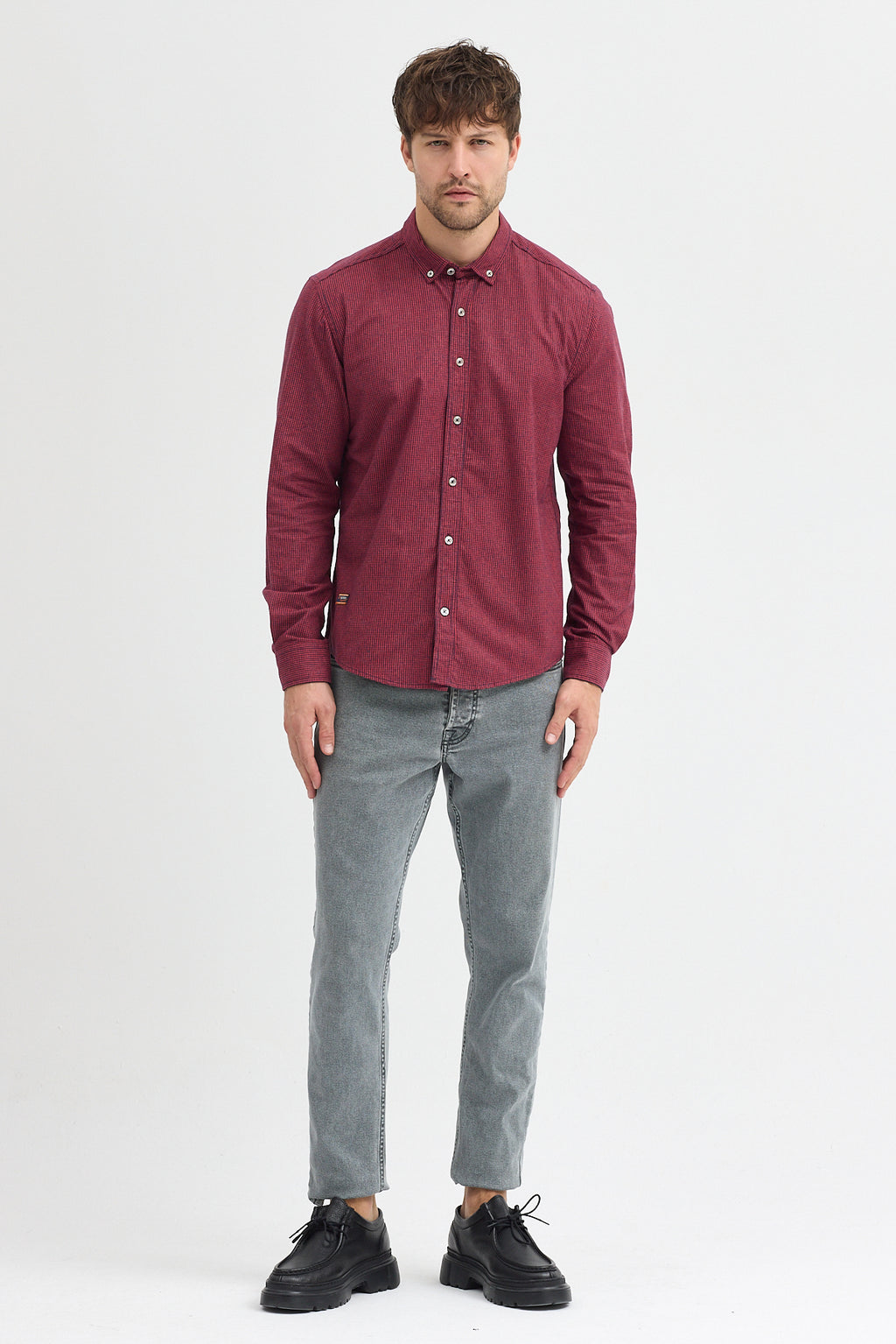 Cosplay Erkek Pitikare Melanj Desenli Regular Fit Uzun Kollu Gömlek