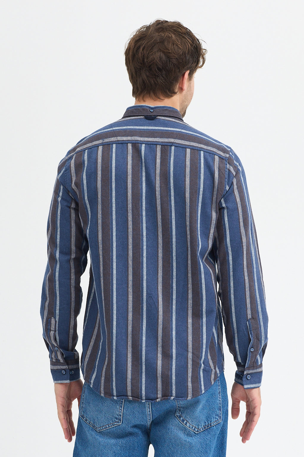 Cosplay Erkek Melanj Dikine Çizgili Button Down Regular Fit Gömlek