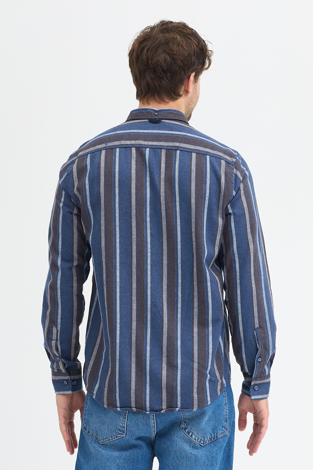 Cosplay Erkek Melanj Dikine Çizgili Button Down Regular Fit Gömlek