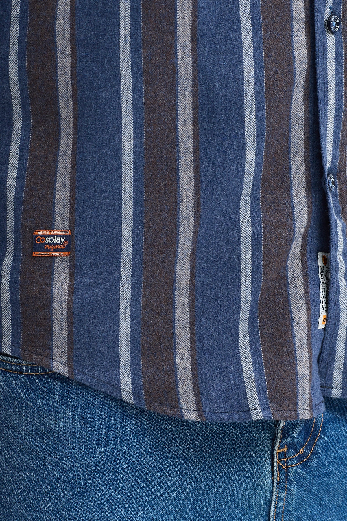 Cosplay Erkek Melanj Dikine Çizgili Button Down Regular Fit Gömlek