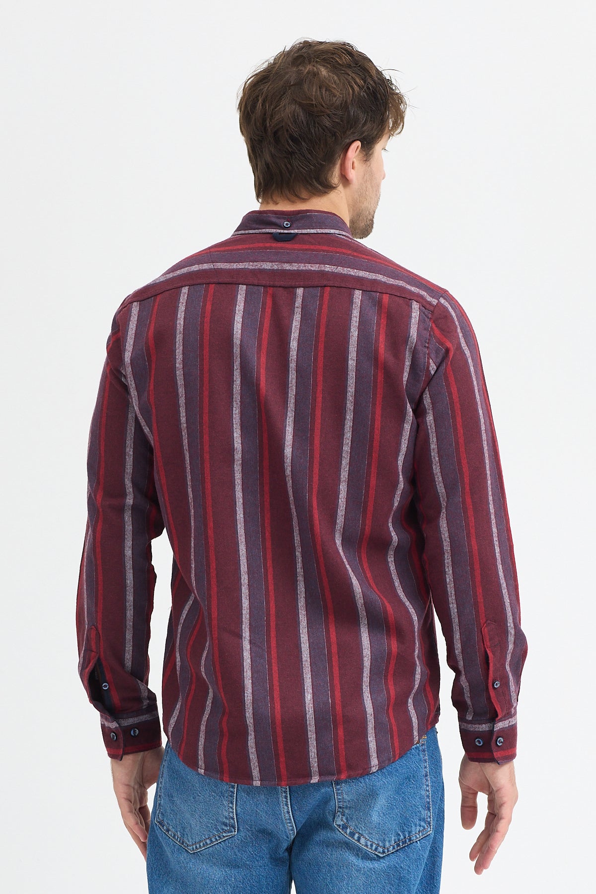 Cosplay Erkek Melanj Dikine Çizgili Button Down Regular Fit Gömlek