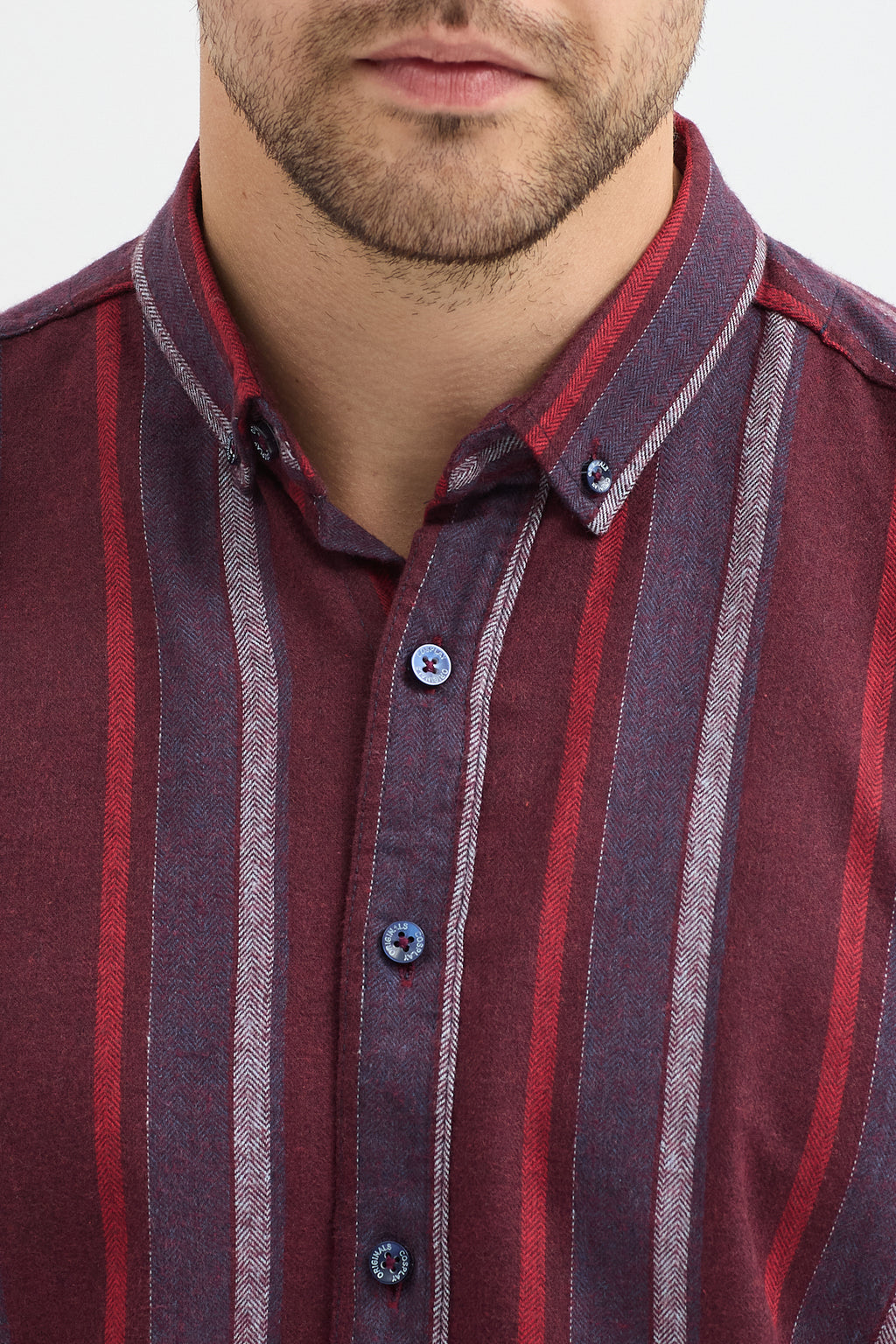 Cosplay Erkek Melanj Dikine Çizgili Button Down Regular Fit Gömlek