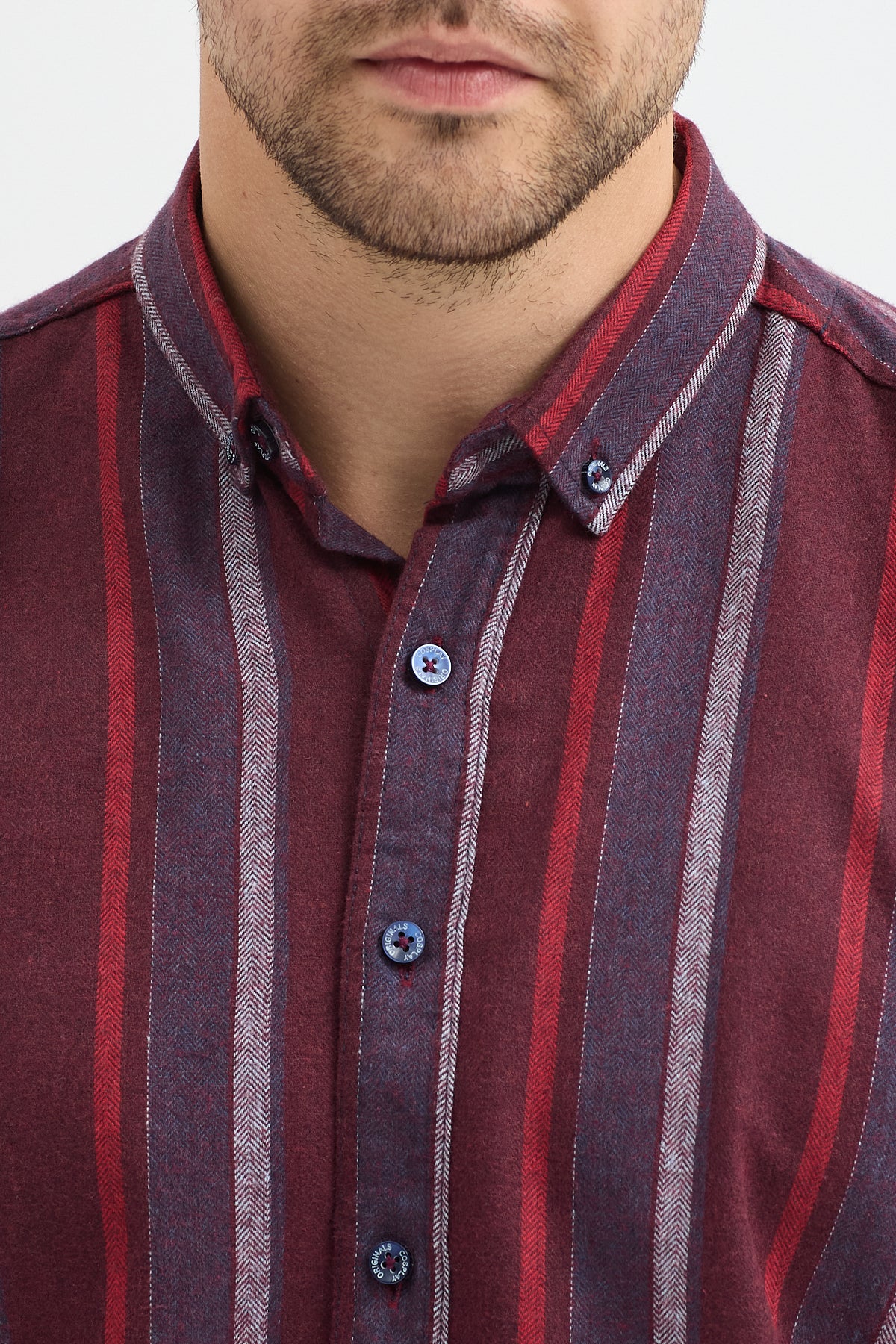 Cosplay Erkek Melanj Dikine Çizgili Button Down Regular Fit Gömlek