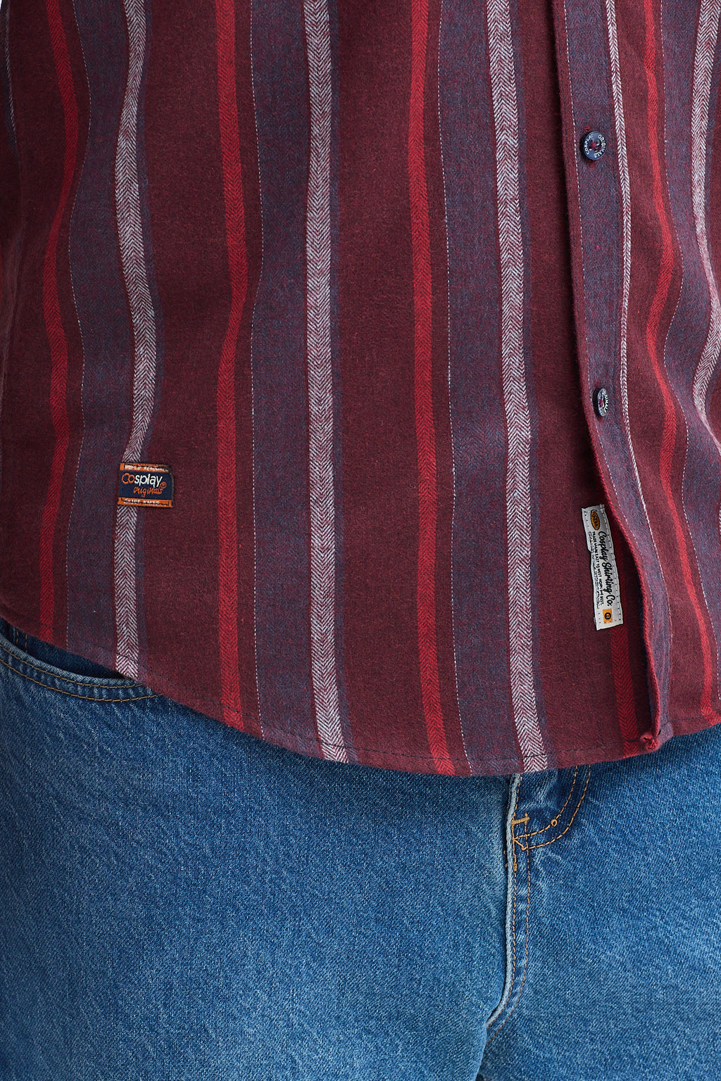 Cosplay Erkek Melanj Dikine Çizgili Button Down Regular Fit Gömlek