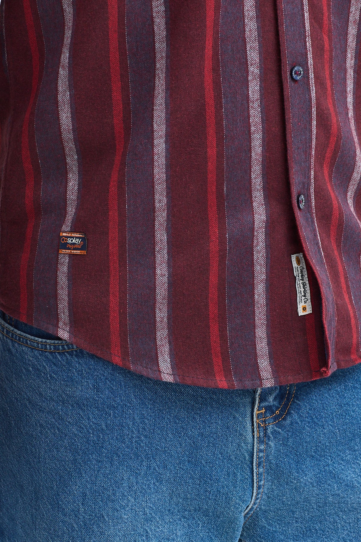 Cosplay Erkek Melanj Dikine Çizgili Button Down Regular Fit Gömlek