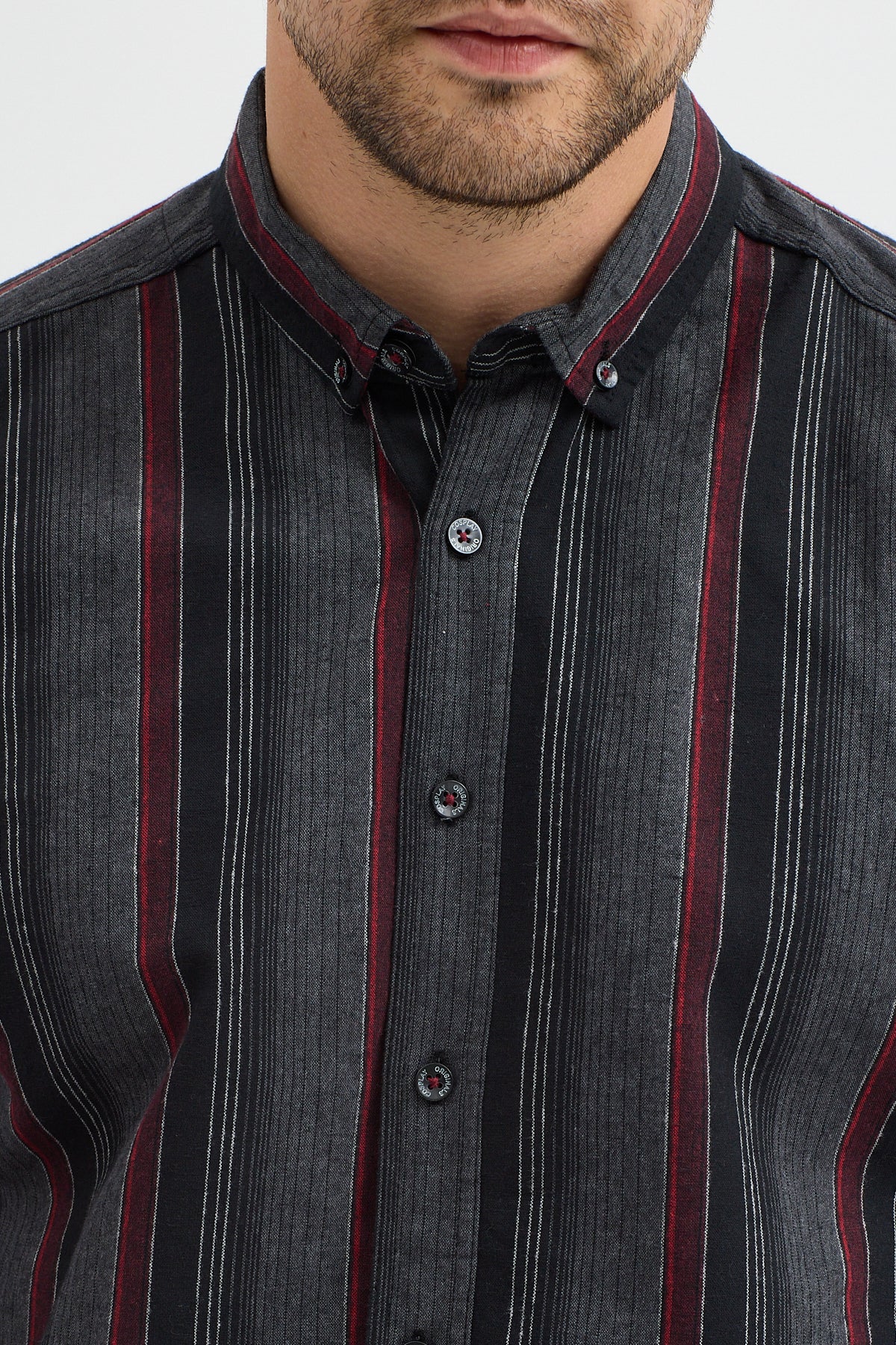 Cosplay Erkek Kalın Çizgili Regular Fit Pamuklu Uzun Kollu Gömlek