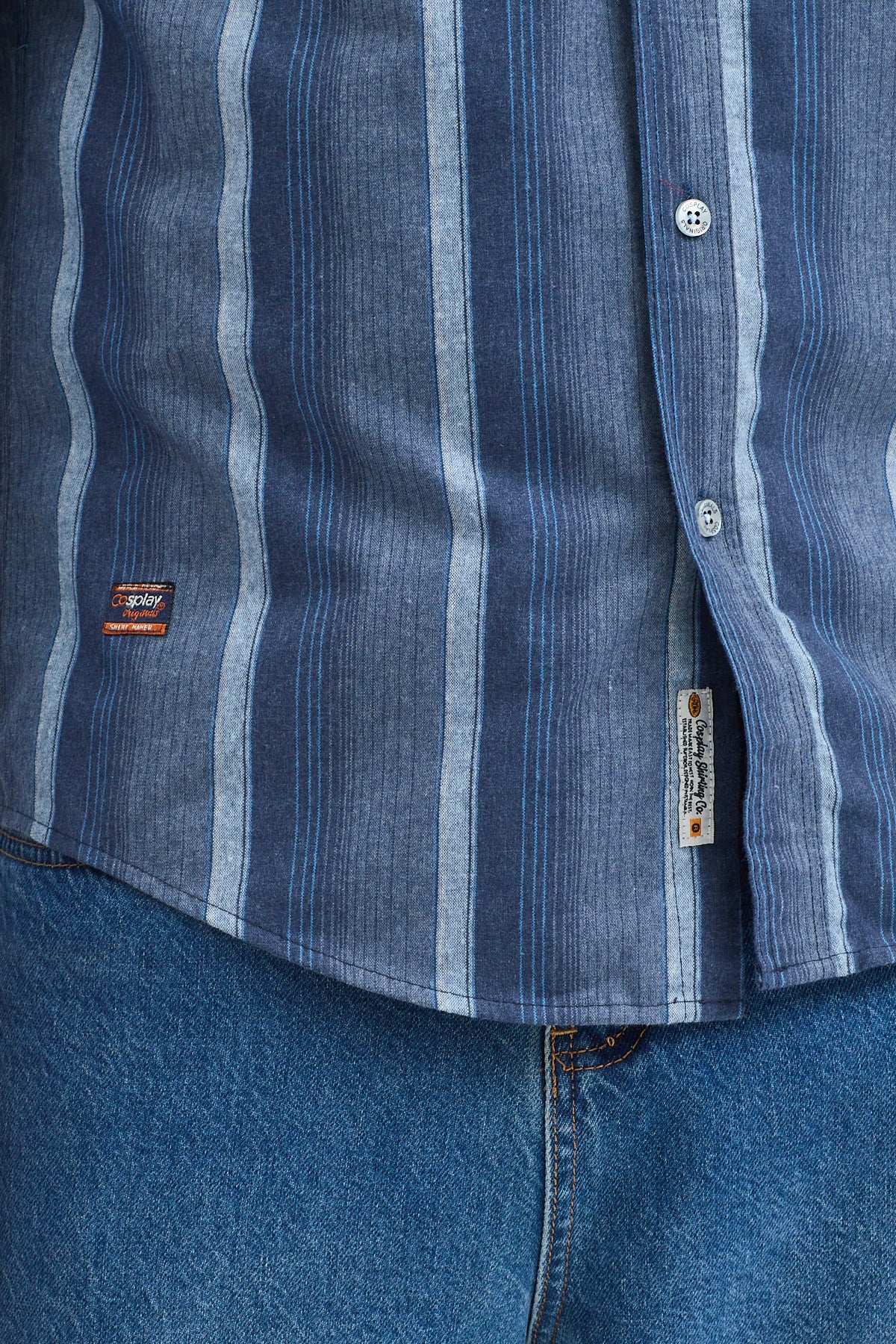 Cosplay Erkek Kalın Çizgili Regular Fit Pamuklu Uzun Kollu Gömlek