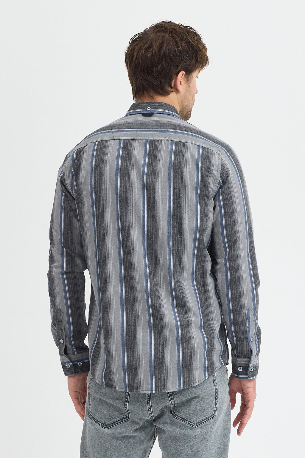 Cosplay Erkek Kalın Çizgili Regular Fit Pamuklu Uzun Kollu Gömlek