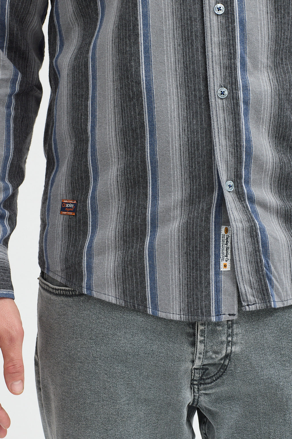 Cosplay Erkek Kalın Çizgili Regular Fit Pamuklu Uzun Kollu Gömlek