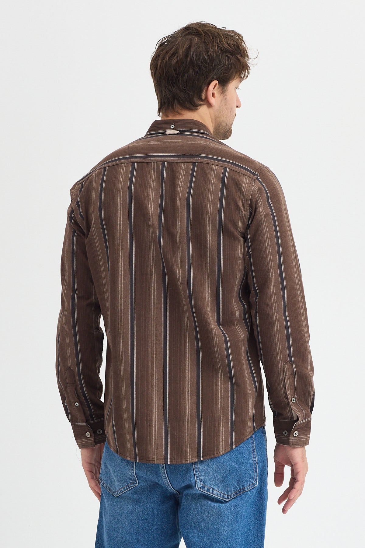 Cosplay Erkek Kalın Çizgili Regular Fit Pamuklu Uzun Kollu Gömlek