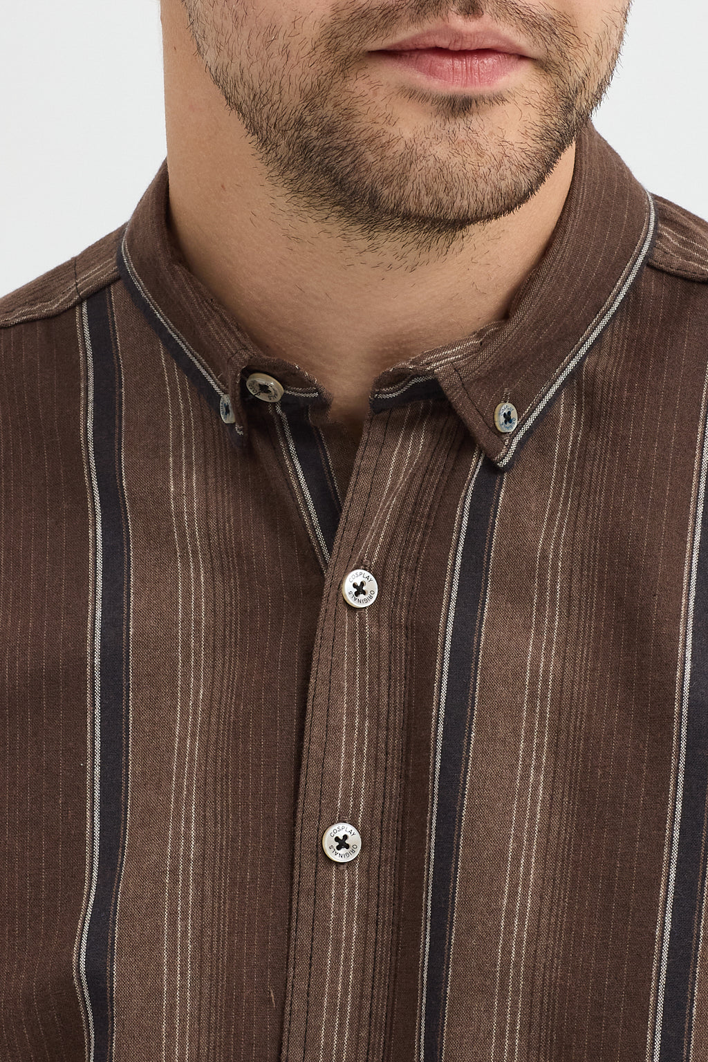 Cosplay Erkek Kalın Çizgili Regular Fit Pamuklu Uzun Kollu Gömlek