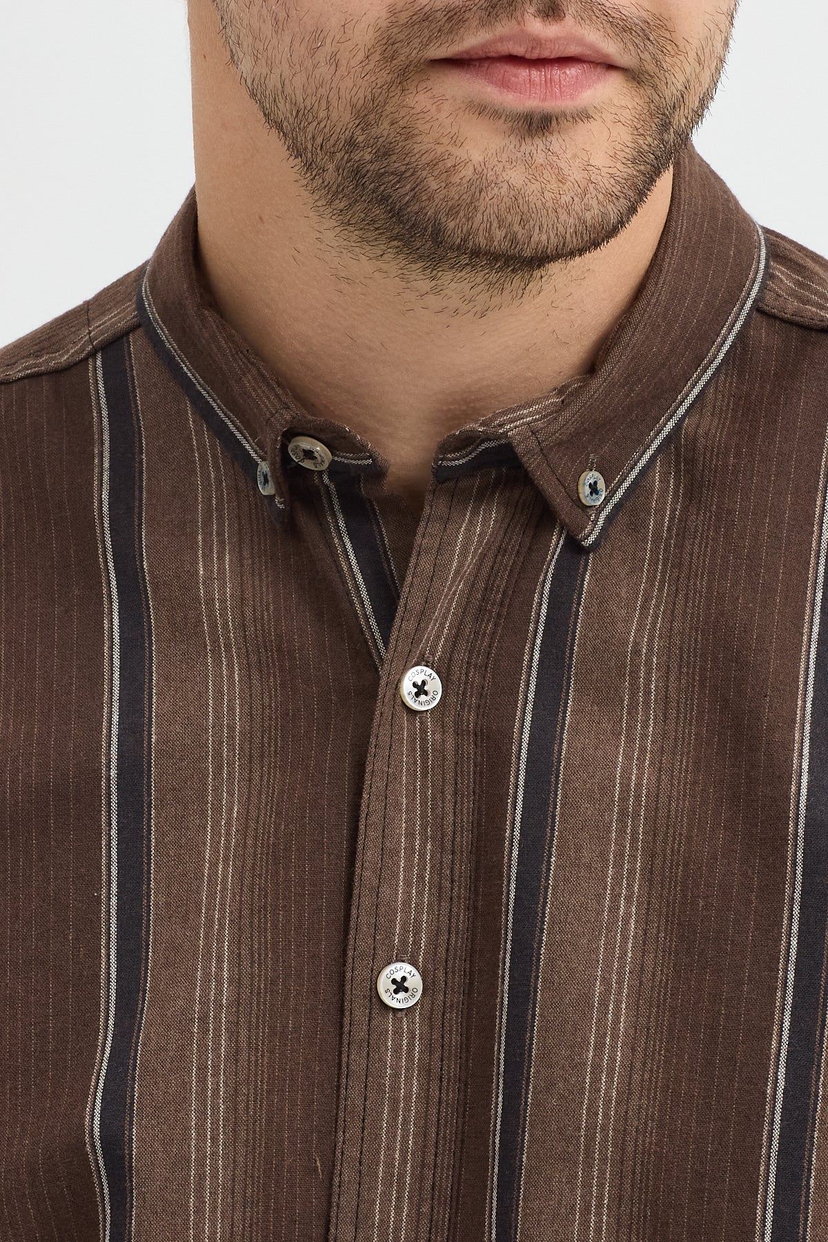 Cosplay Erkek Kalın Çizgili Regular Fit Pamuklu Uzun Kollu Gömlek