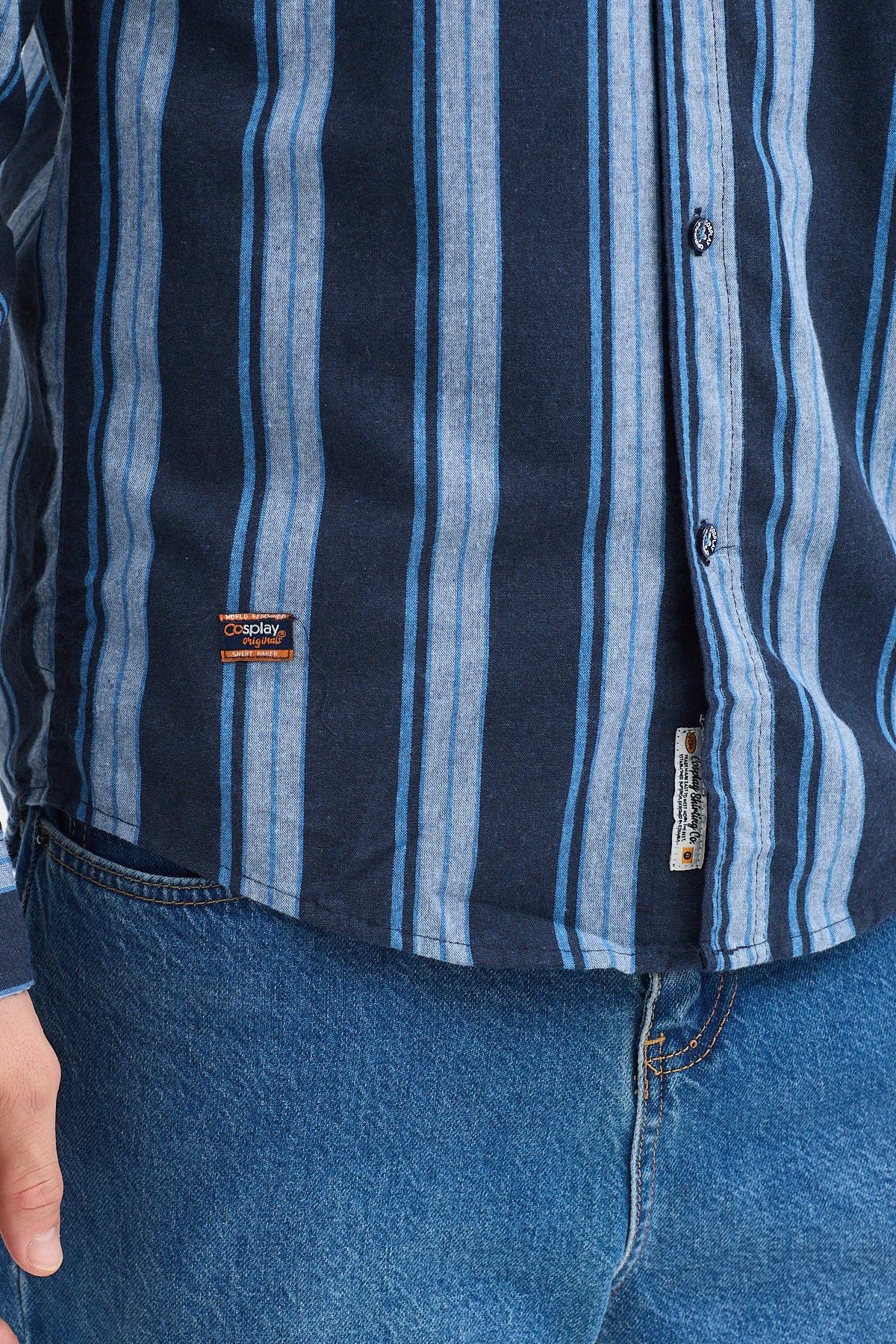 %65 Pamuk Melanj Çizgili Regular Fit Uzun Kollu Erkek Gömlek Düğmeli Yaka