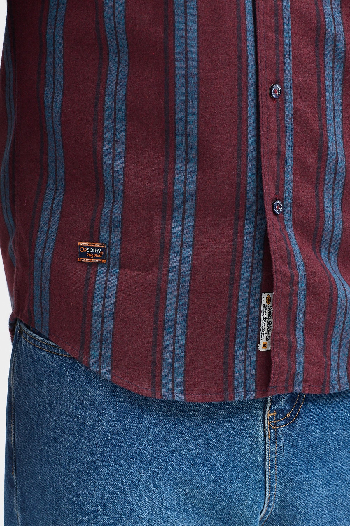 %65 Pamuk Melanj Çizgili Regular Fit Uzun Kollu Erkek Gömlek Düğmeli Yaka