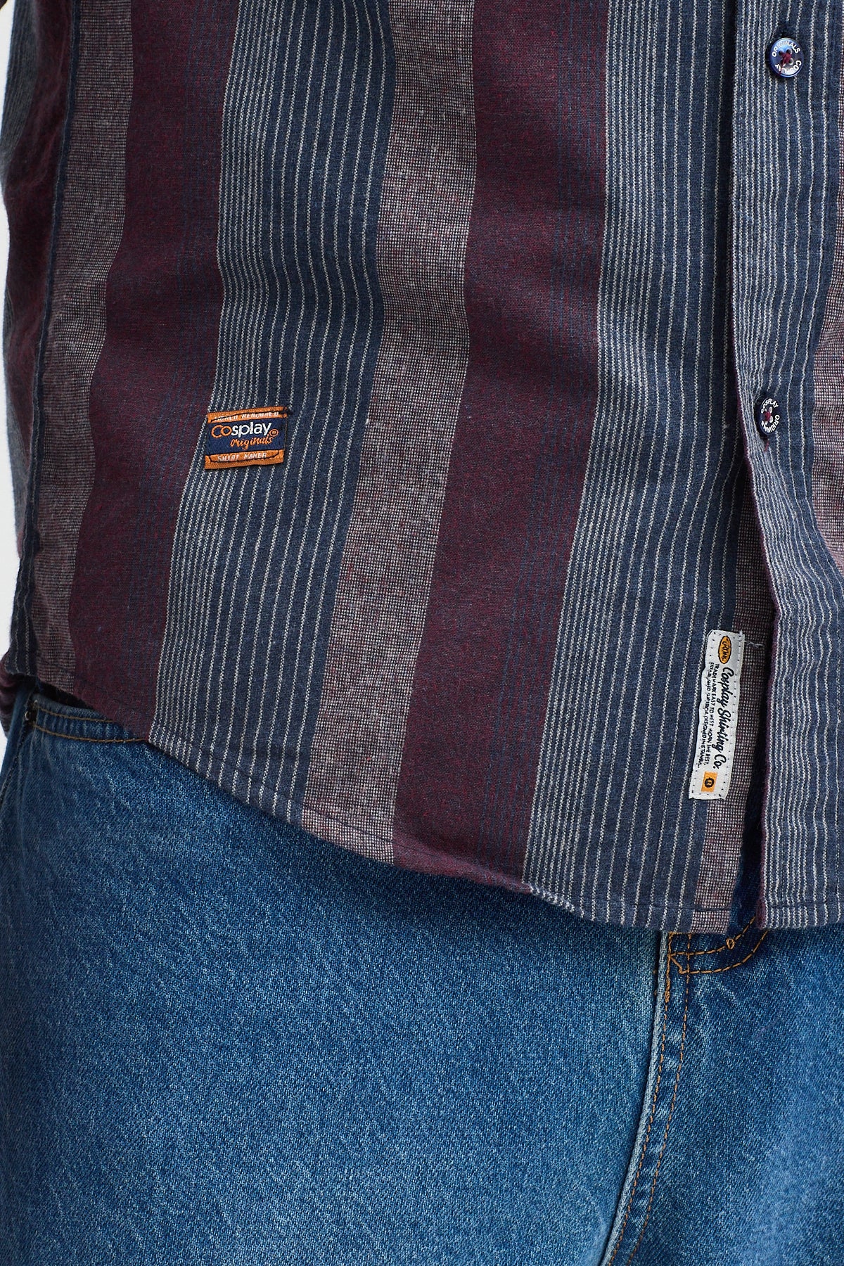 Regular Fit Pamuk Karışımlı Melanj Çizgili Düğmeli Yaka Erkek Gömlek