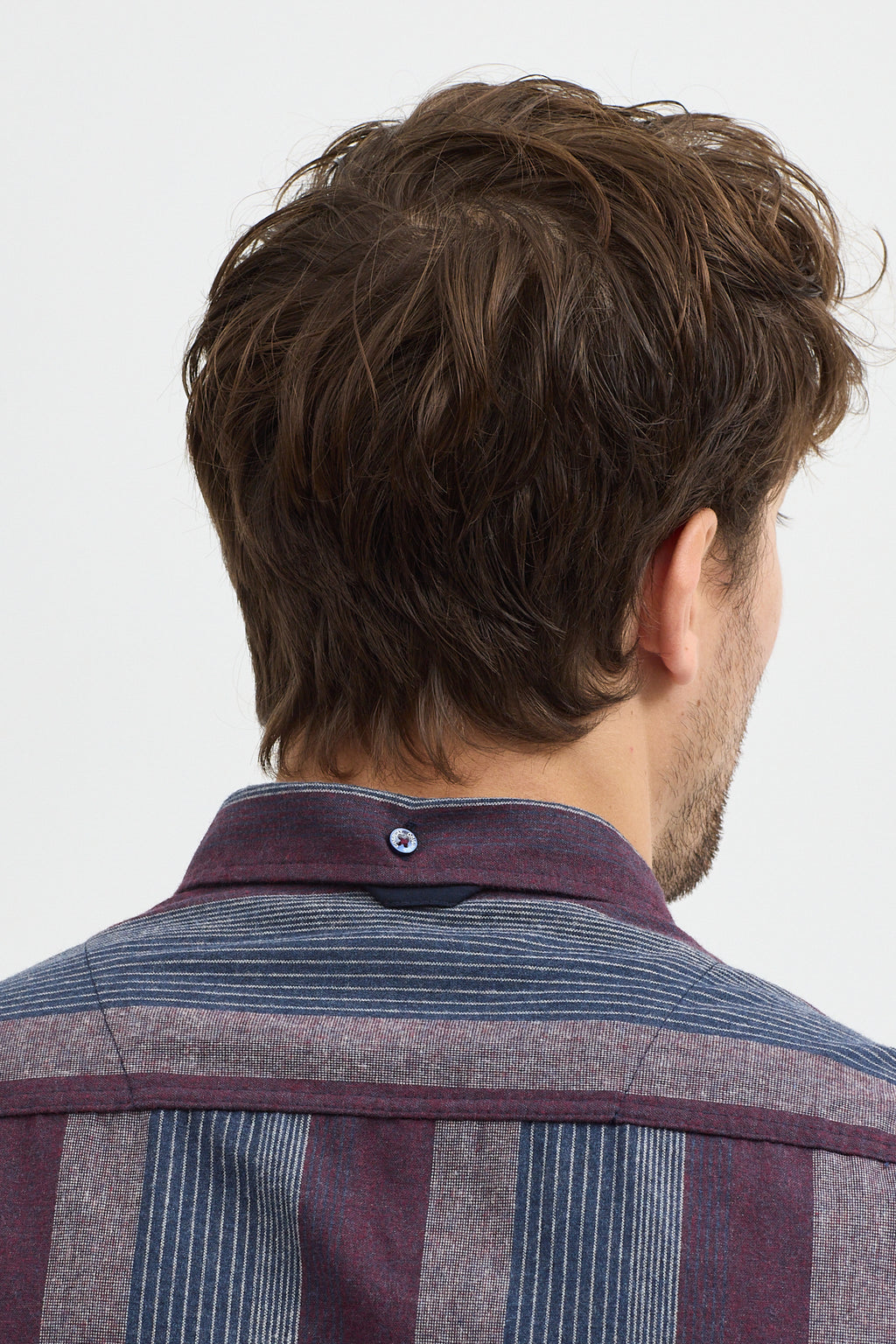 Regular Fit Pamuk Karışımlı Melanj Çizgili Düğmeli Yaka Erkek Gömlek