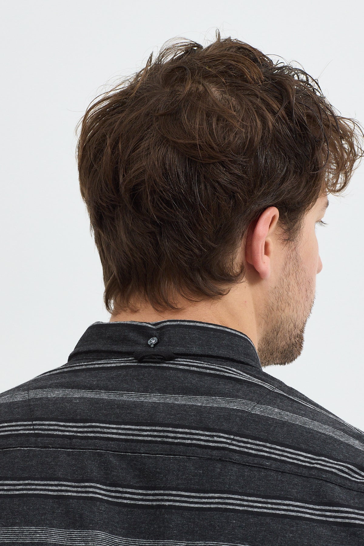 Regular Fit Pamuk Karışımlı Melanj Yatay Çizgili Düğmeli Yaka Gömlek