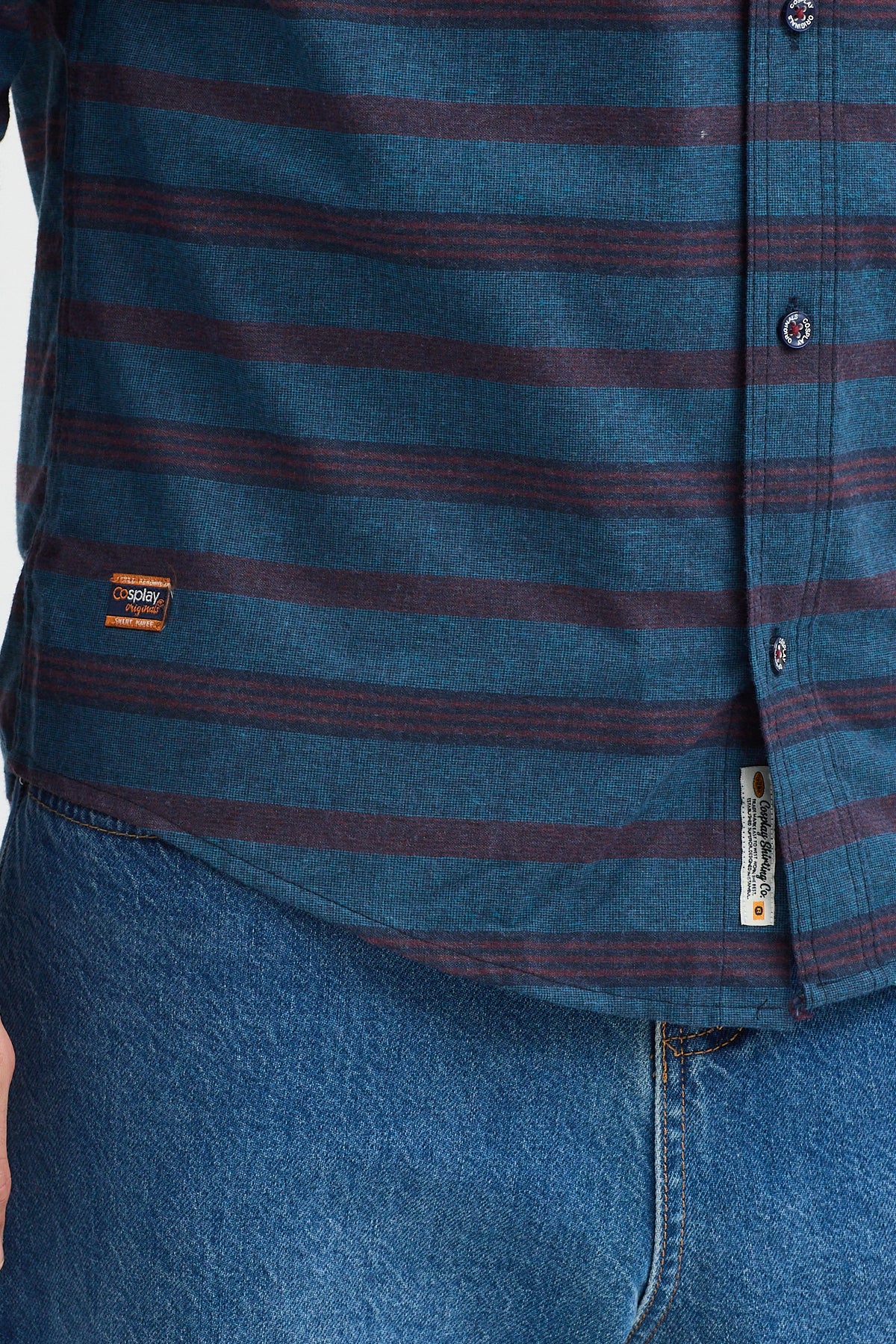 Regular Fit Pamuk Karışımlı Melanj Yatay Çizgili Düğmeli Yaka Gömlek