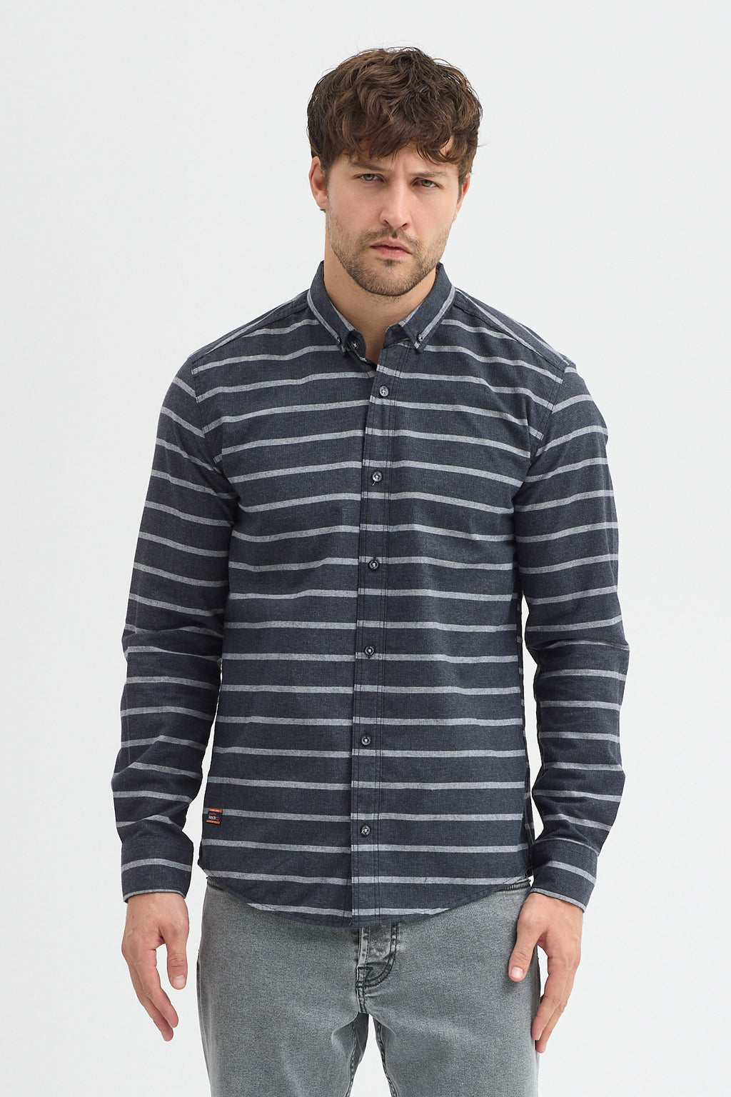 Kaşmir Karışımlı Dikey Çizgili Regular Fit Uzun Kollu Erkek Gömlek