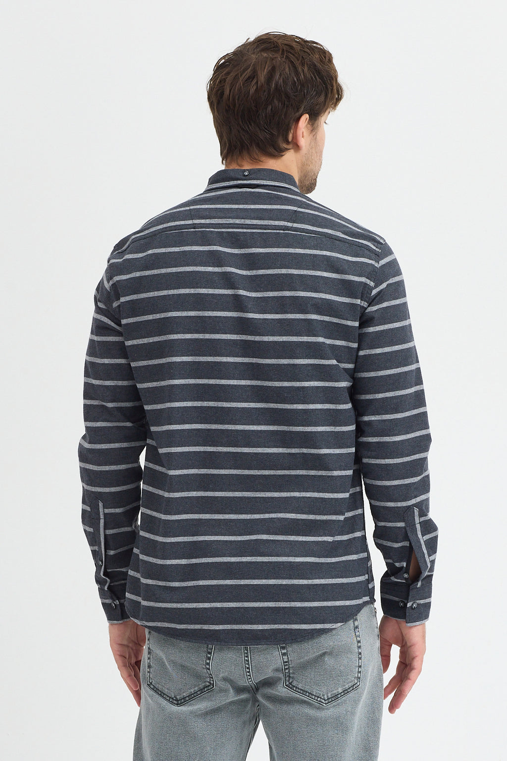 Kaşmir Karışımlı Dikey Çizgili Regular Fit Uzun Kollu Erkek Gömlek