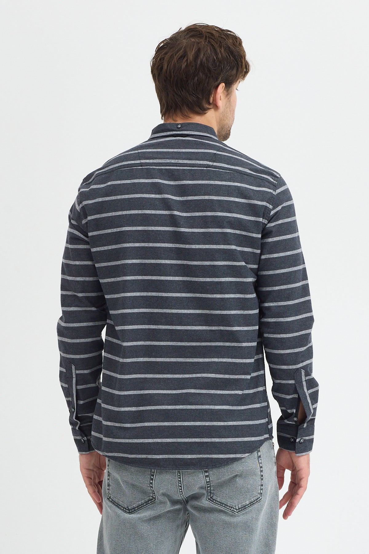 Kaşmir Karışımlı Dikey Çizgili Regular Fit Uzun Kollu Erkek Gömlek