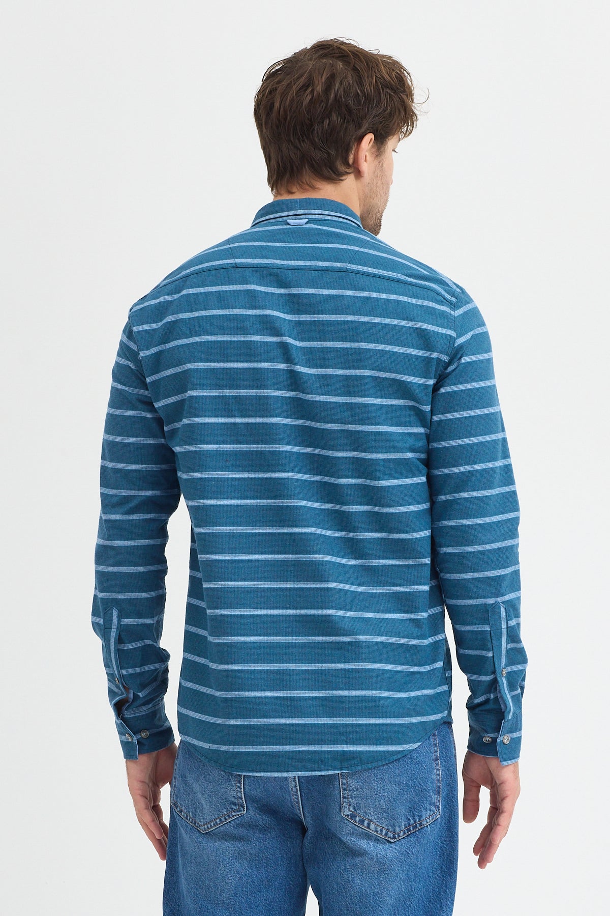 Kaşmir Karışımlı Dikey Çizgili Regular Fit Uzun Kollu Erkek Gömlek