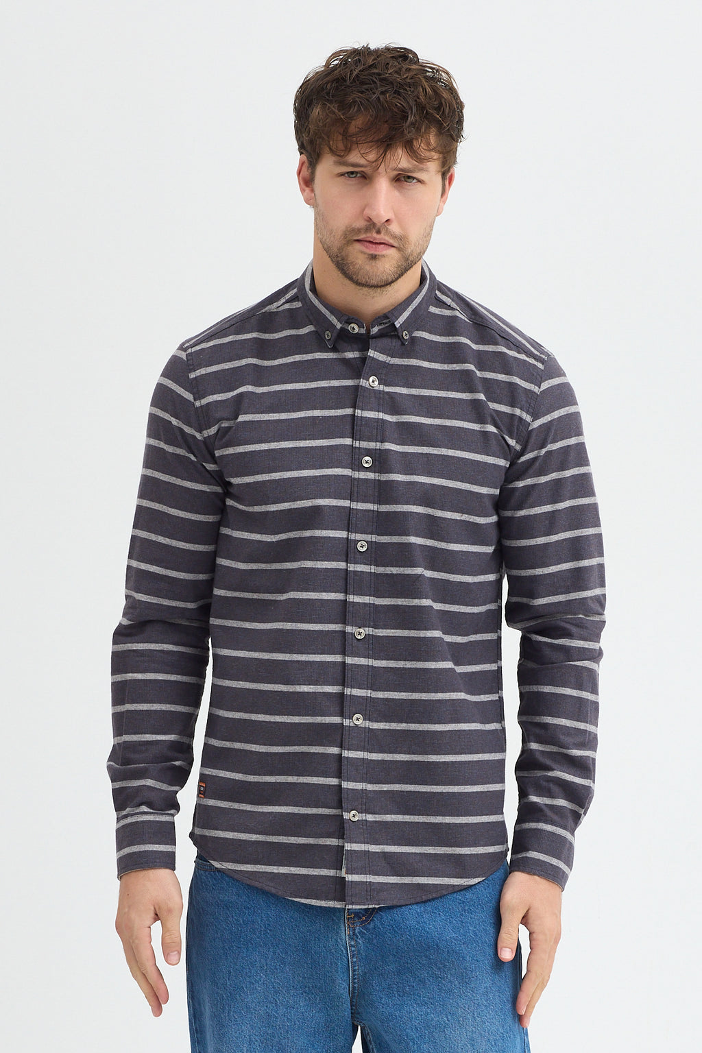 Kaşmir Karışımlı Dikey Çizgili Regular Fit Uzun Kollu Erkek Gömlek