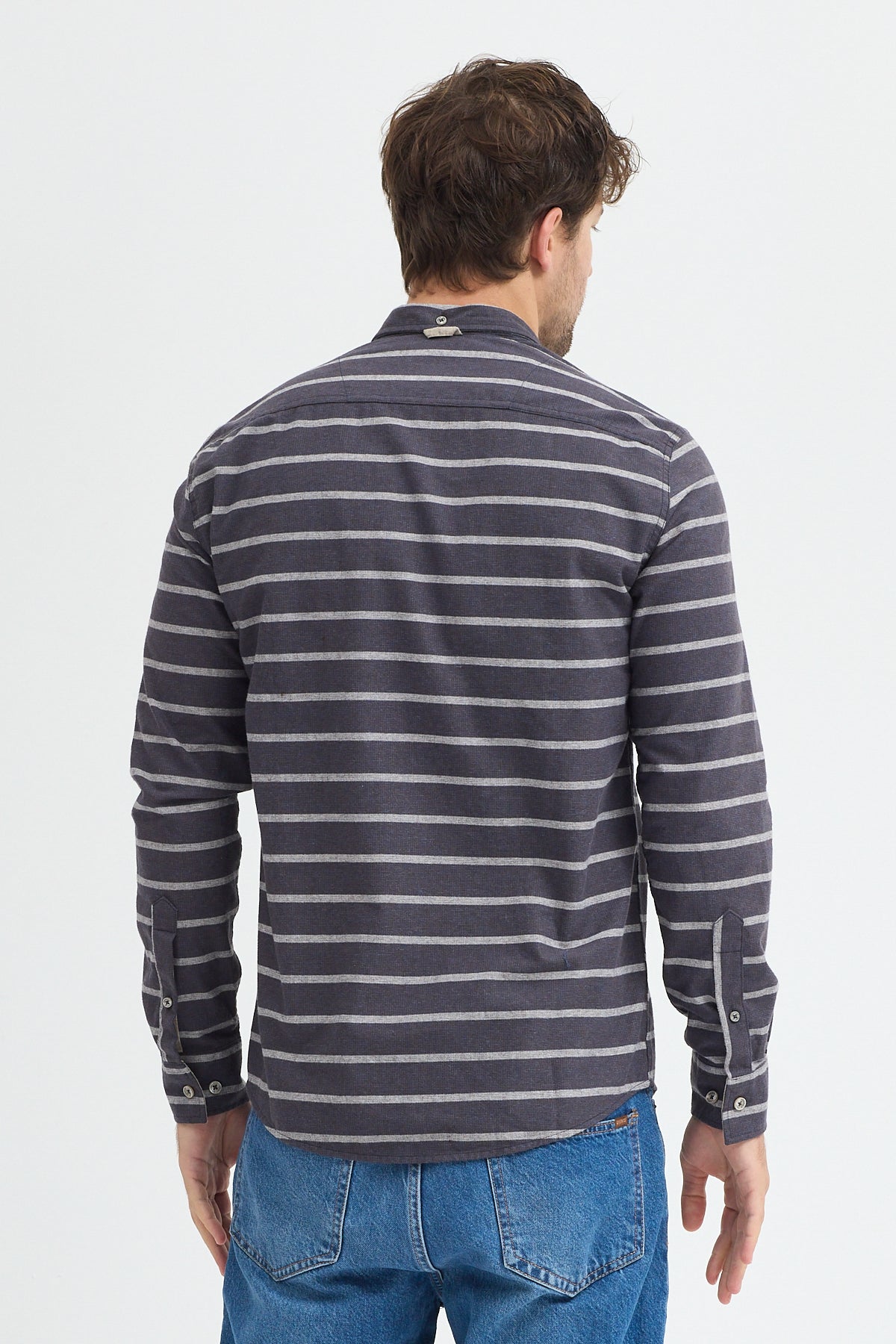 Kaşmir Karışımlı Dikey Çizgili Regular Fit Uzun Kollu Erkek Gömlek