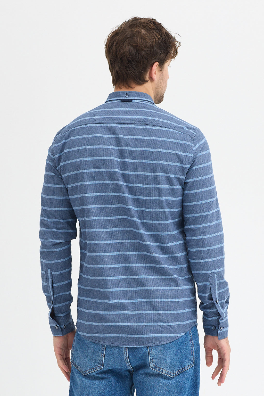 Kaşmir Karışımlı Dikey Çizgili Regular Fit Uzun Kollu Erkek Gömlek