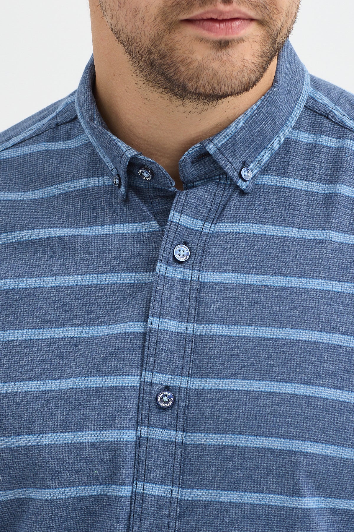 Kaşmir Karışımlı Dikey Çizgili Regular Fit Uzun Kollu Erkek Gömlek