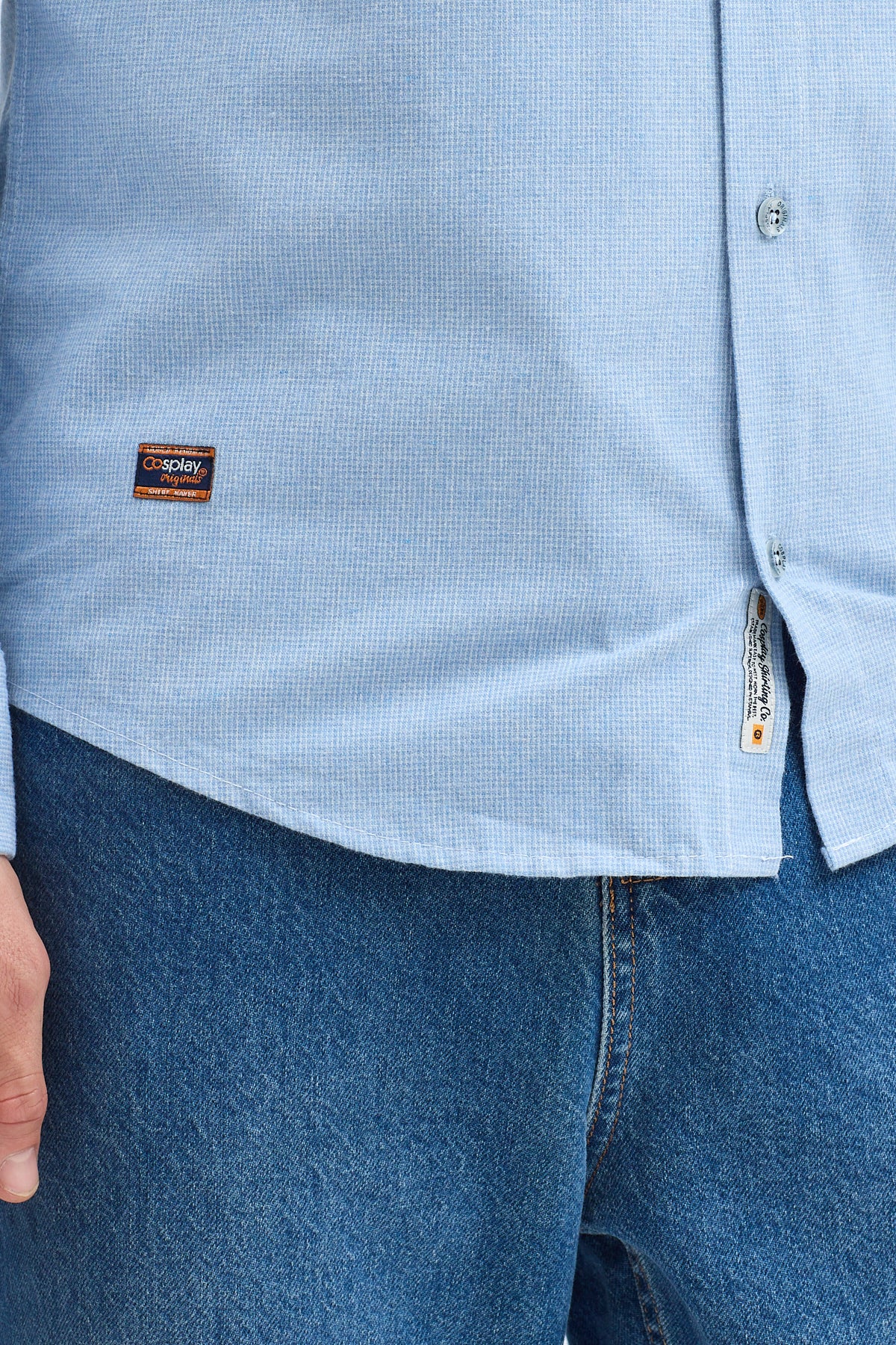 Premium Slim Fit Yün Karışımlı Kontrast Parçalı Uzun Kollu Gömlek