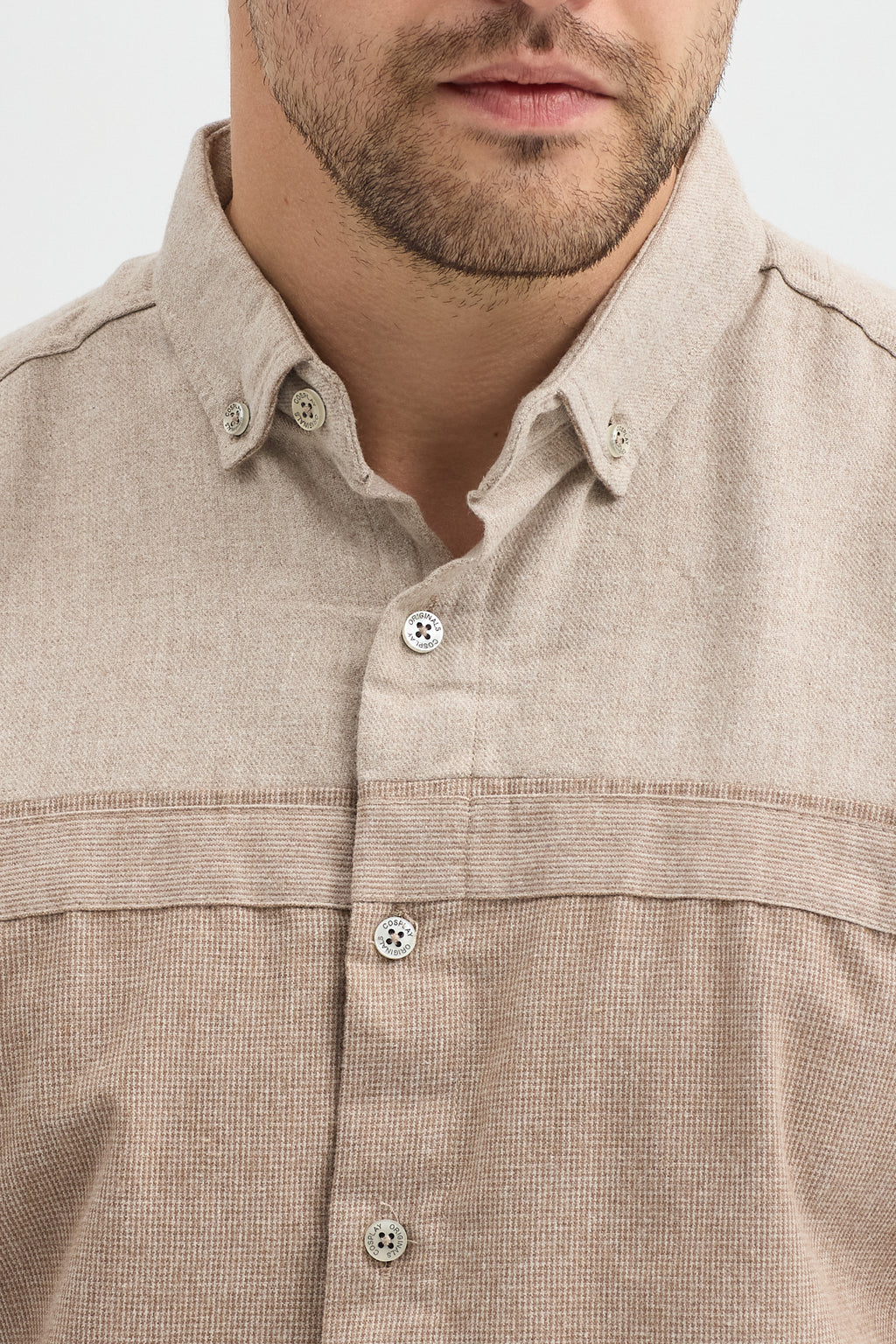 Premium Slim Fit Yün Karışımlı Kontrast Parçalı Uzun Kollu Gömlek