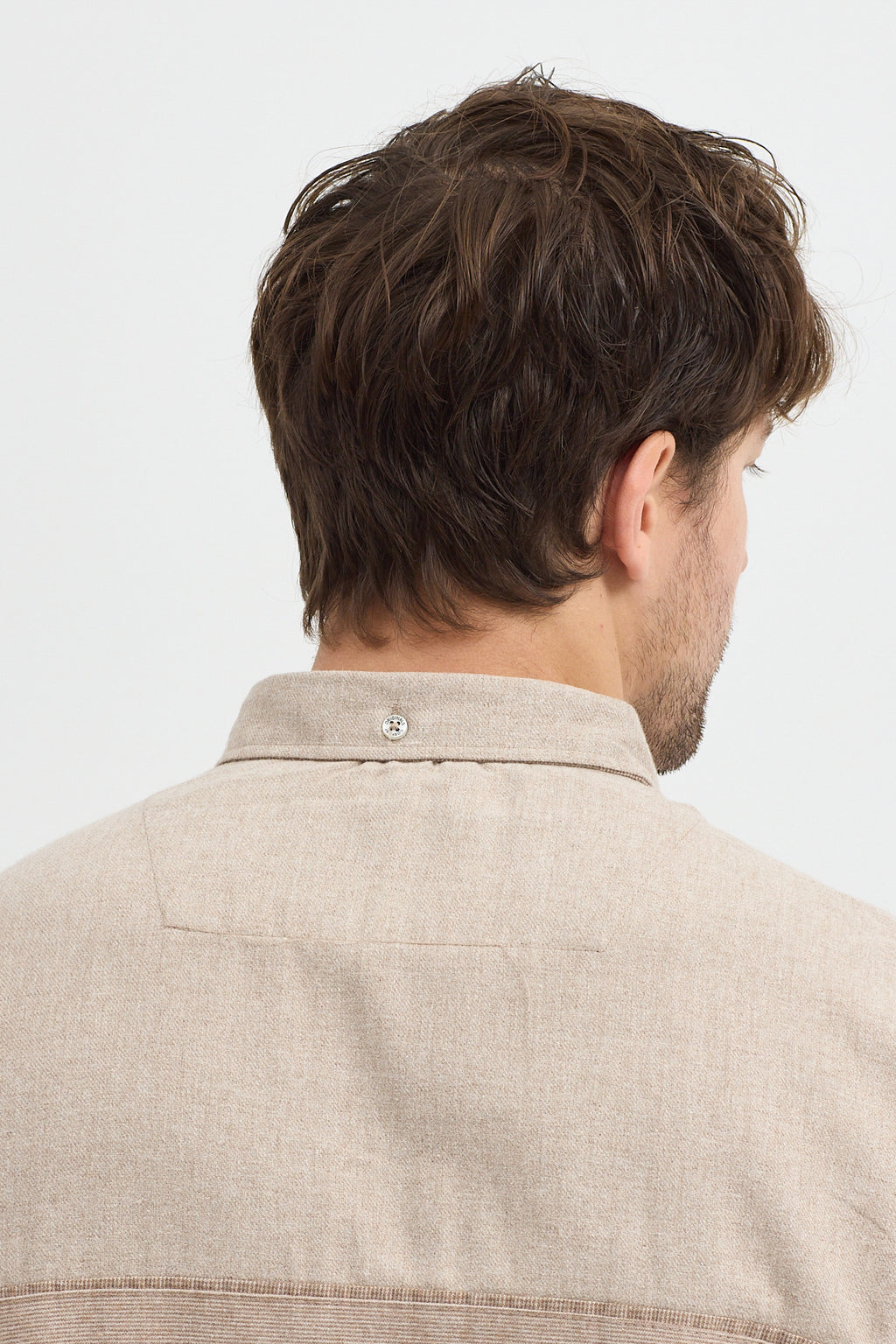 Premium Slim Fit Yün Karışımlı Kontrast Parçalı Uzun Kollu Gömlek