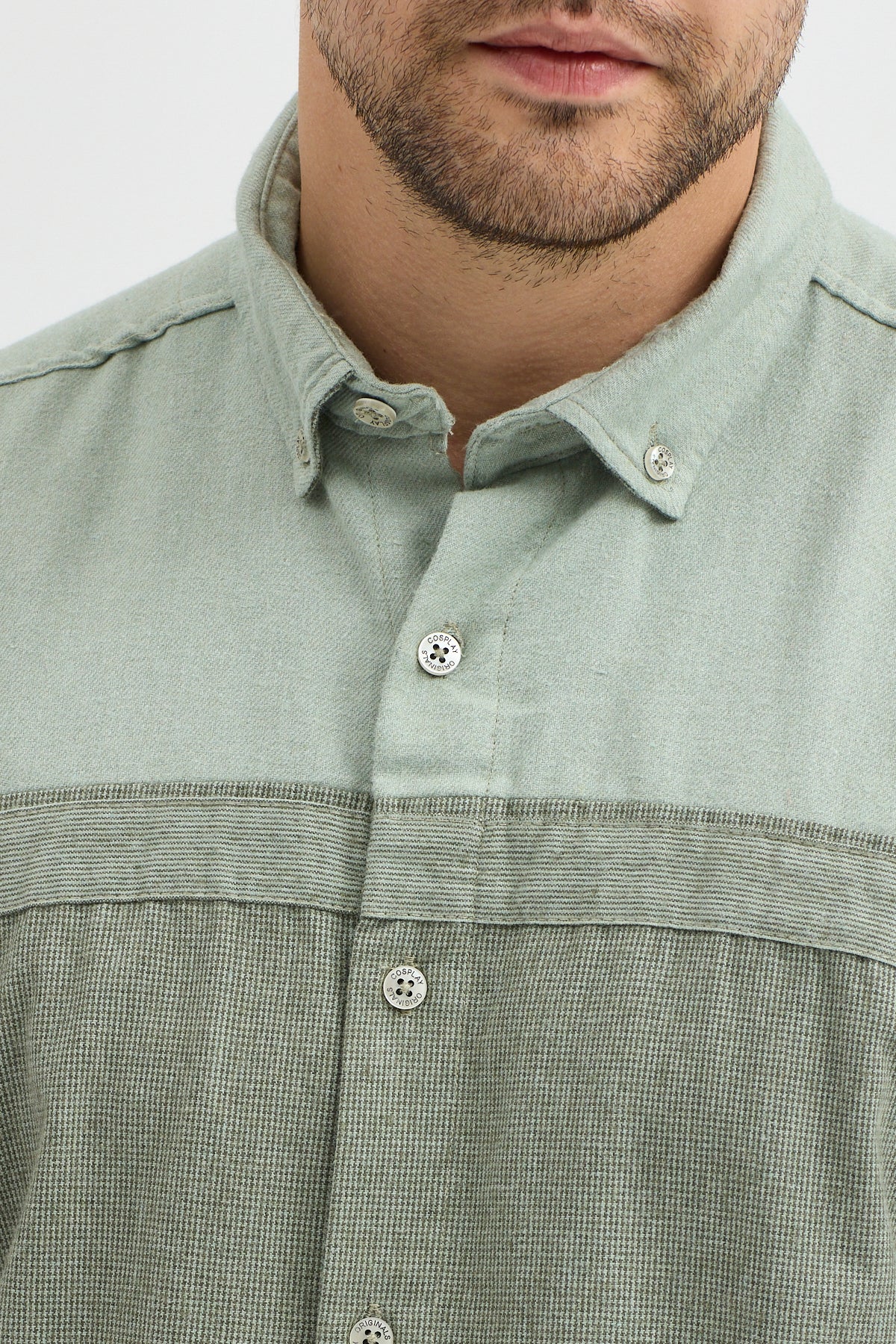 Premium Slim Fit Yün Karışımlı Kontrast Parçalı Uzun Kollu Gömlek