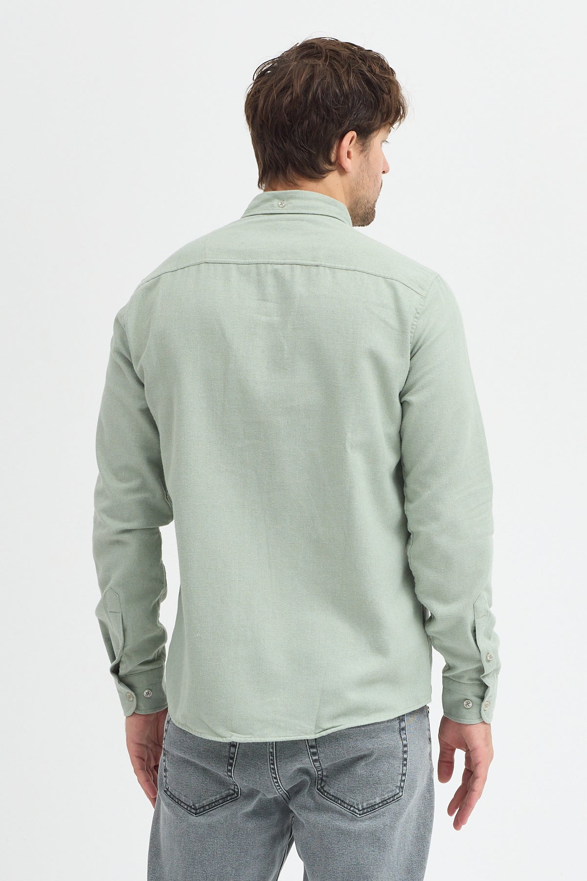 Kaşmir Görünümlü Çift Cepli Regular Fit Uzun Kollu Erkek Gömlek