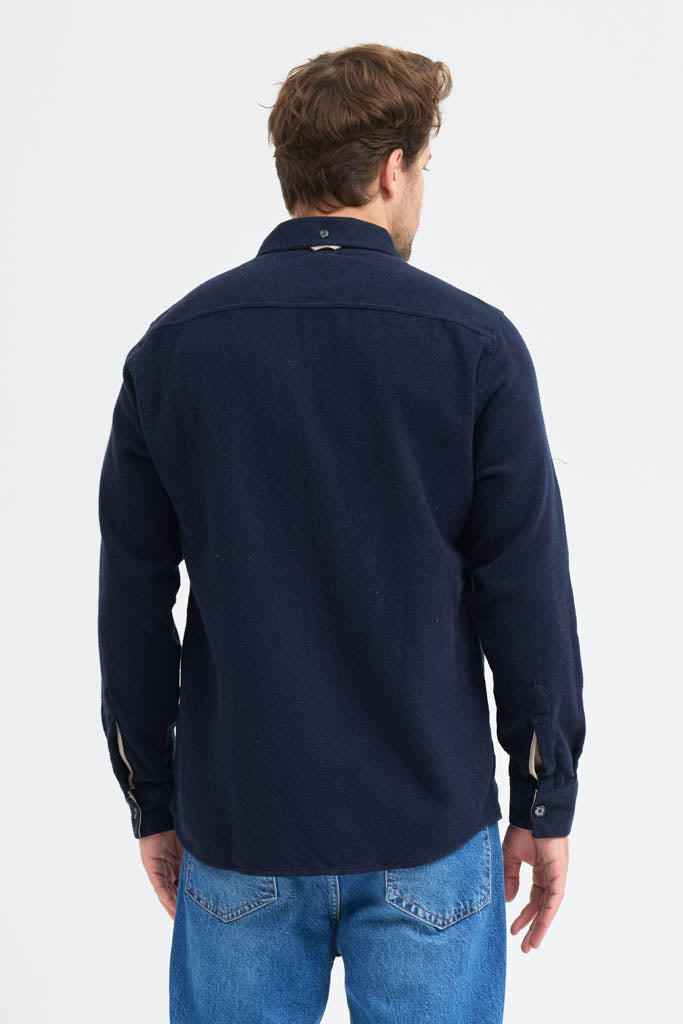 Erkek Rahat Kesim Spor Yaka Oduncu Flanel Çift Cep Kapaklı Kışlık Gömlek