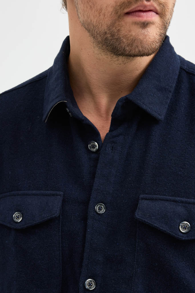 Erkek Rahat Kesim Spor Yaka Oduncu Flanel Çift Cep Kapaklı Kışlık Gömlek