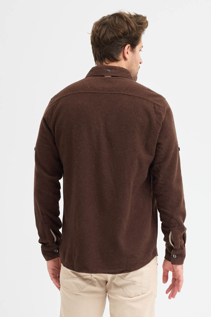 Erkek Rahat Kesim Spor Yaka Oduncu Flanel Çift Cep Kapaklı Kışlık Gömlek