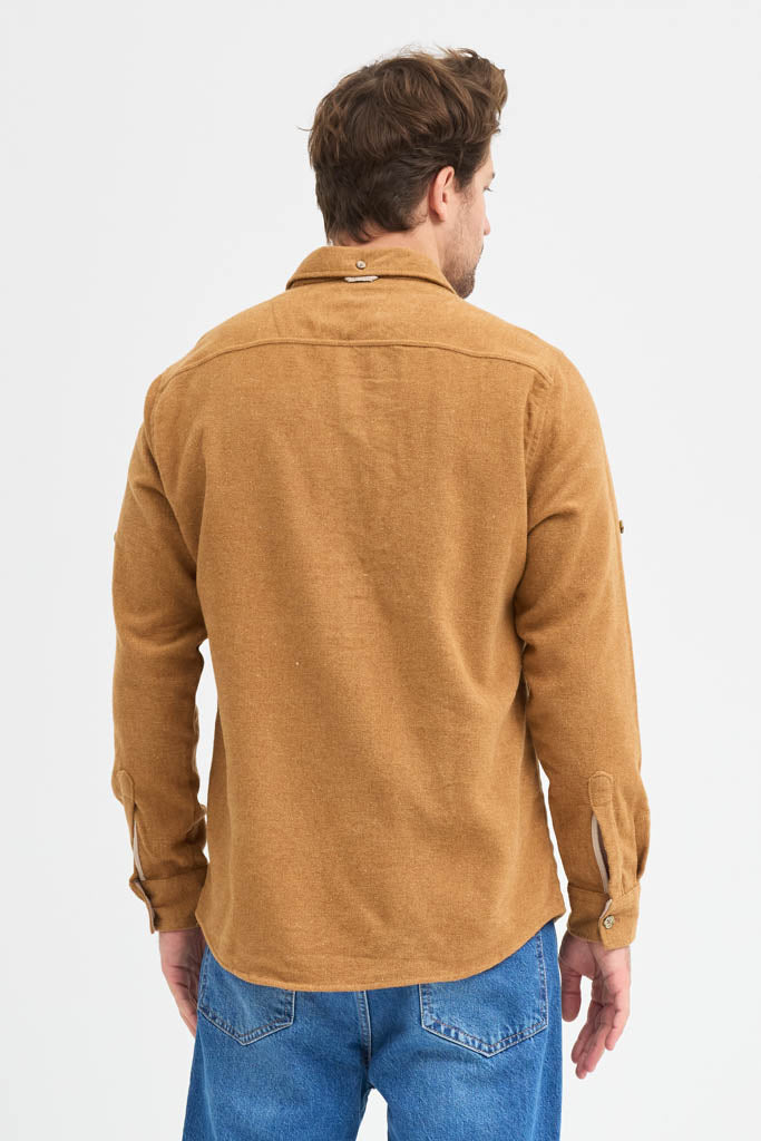 Erkek Rahat Kesim Spor Yaka Oduncu Flanel Çift Cep Kapaklı Kışlık Gömlek