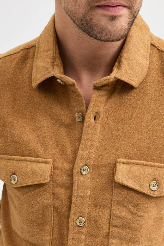 Erkek Rahat Kesim Spor Yaka Oduncu Flanel Çift Cep Kapaklı Kışlık Gömlek