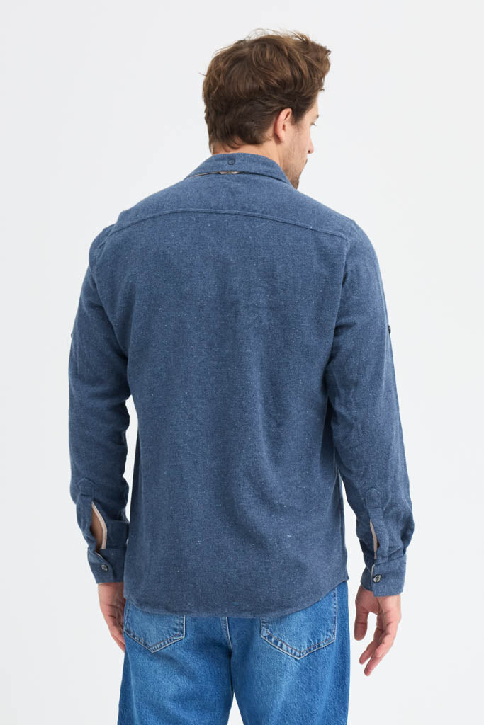 Erkek Rahat Kesim Spor Yaka Oduncu Flanel Çift Cep Kapaklı Kışlık Gömlek