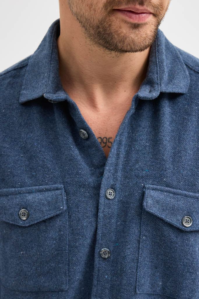 Erkek Rahat Kesim Spor Yaka Oduncu Flanel Çift Cep Kapaklı Kışlık Gömlek