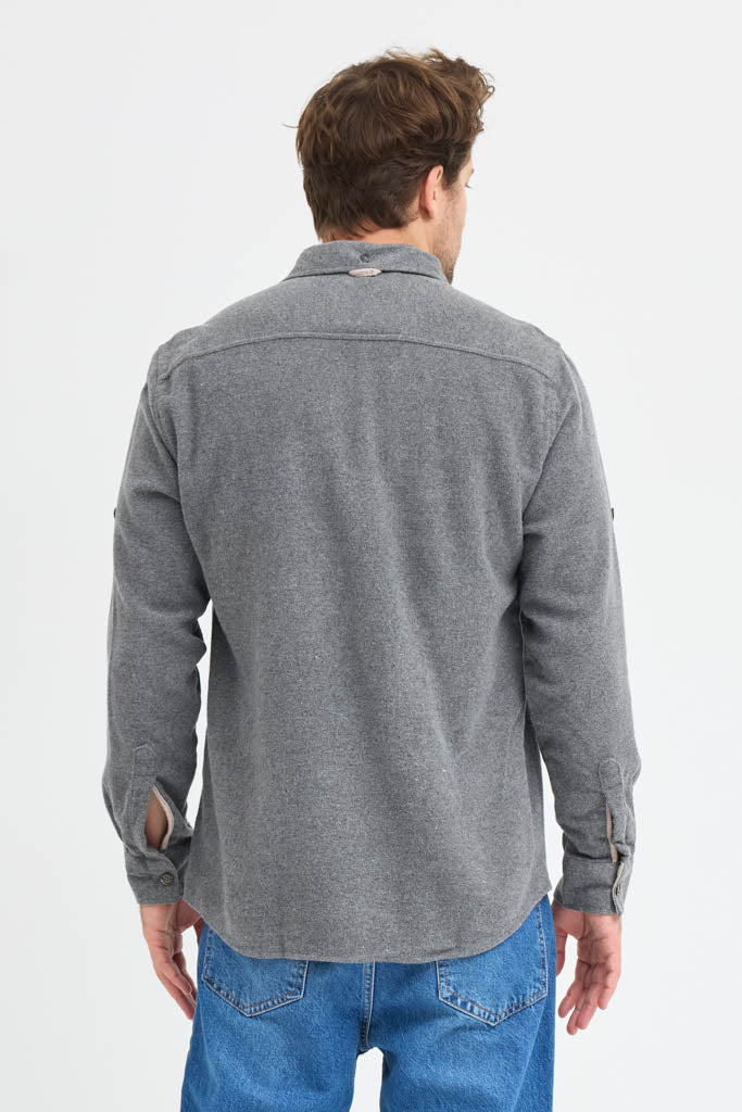 Erkek Rahat Kesim Spor Yaka Oduncu Flanel Çift Cep Kapaklı Kışlık Gömlek