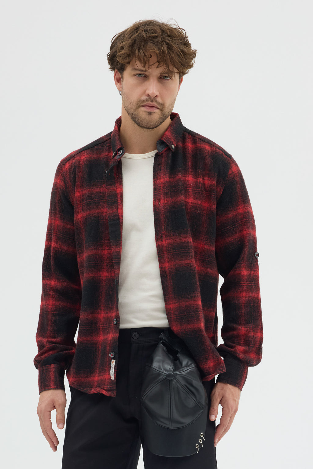 Cosplay Erkek Ekoseli Flanel Oduncu Gömlek - Cepsiz, Kalın Kışlık Uzun Kollu Gömlek