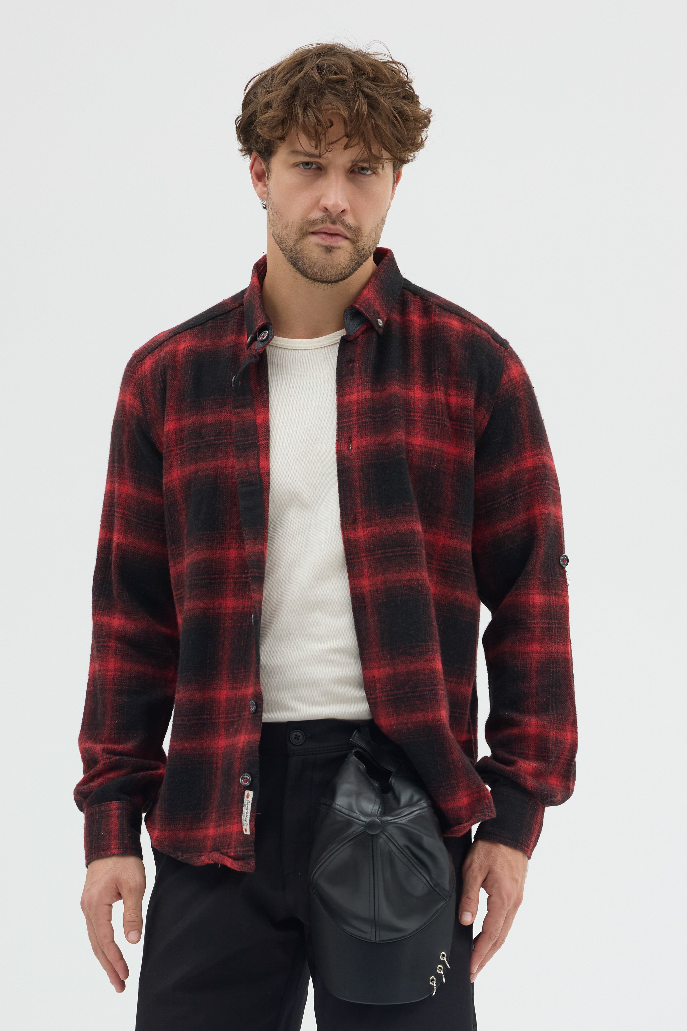 Cosplay Erkek Ekoseli Flanel Oduncu Gömlek - Cepsiz, Kalın Kışlık Uzun Kollu Gömlek