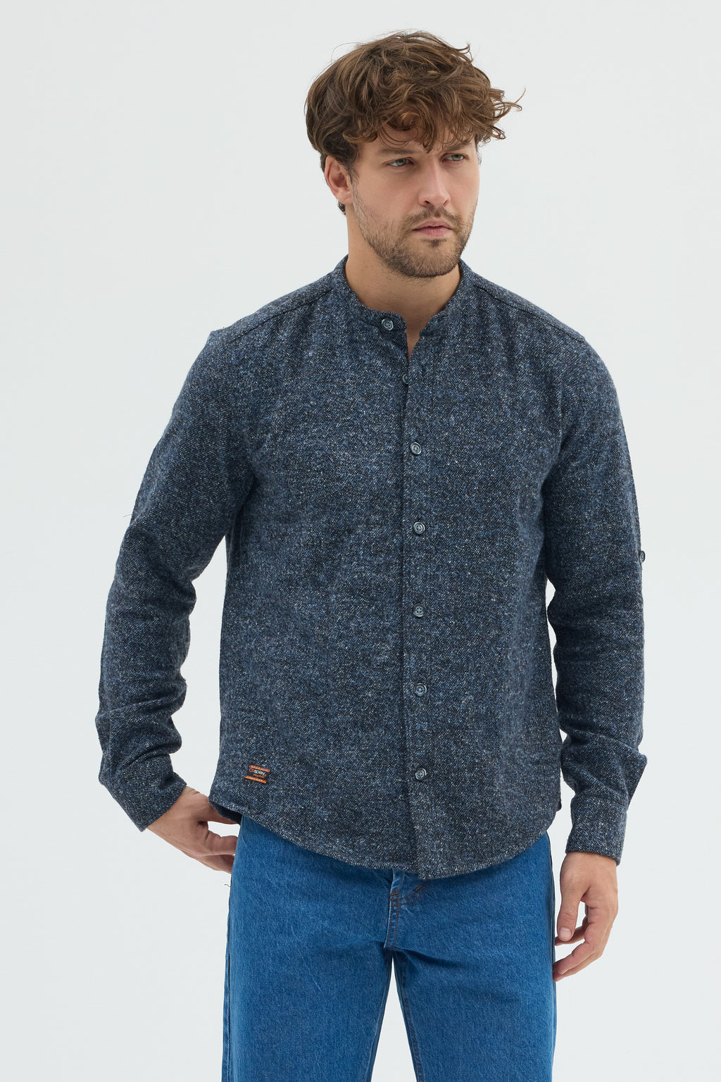 Cosplay Erkek Hakim Yaka Kırçıllı Flanel Dokuma Kumaş Cepsiz Kalın Kışlık Overshirt Gömlek